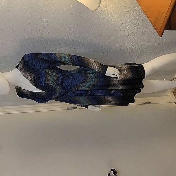 VTG CACHE Chevron Atomic Zig Zag Artsy Wrap Shirt Dress Small - Picture 2 of 11